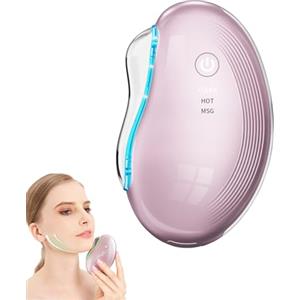 LAXISCREED Gua Sha Viso Elettrico Lifting EMS, Massaggiatore Viso Antirughe con Luce LED & Calore 45℃, Rassodante Viso e Collo - Face Massager per Pelle Visibilmente Giovane