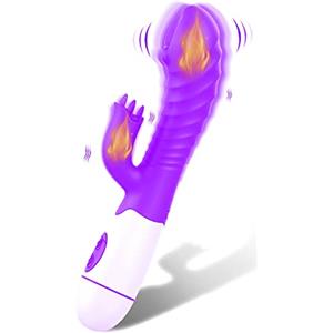 Dergad Vibratǒre in Silicone Riscaldato, Vibratǒri per Donna con 30 Modalità di Vibrazione, Massaggiatore Impermeabile Ricaricabile a Doppio Motore per Clitoride, Punto G, Vaginale
