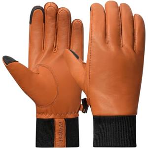 Harssidanzar Uomo Guanti in pelle con foderato in pile per il tempo freddo, guanti invernali caldi in pelle di capra Touchscreen HM002EU,Abbronzatura,taglia L