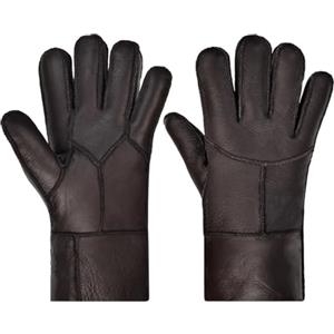 Harssidanzar Guanti invernali in pelle,Donne Calde Shearling Lana Foderati Inverno Freddo Guanti KL029EU,Marrone,taglia M