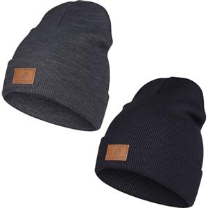 HAMUNI Berretto da uomo e donna, classico, berretto invernale comodo, traspirante, morbido, in acrilico, vintage, tinta unita, unisex, nero+grigio scuro, Taglia unica