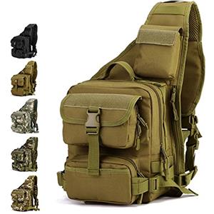 YFNT Tactical Sling bag Pack militare Rover spalla zaino a tracolla per caccia campeggio trekking, Brown