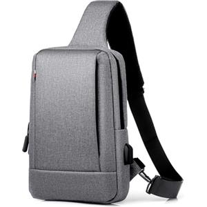 Hjkiopc Zaino Monospalla Uomo,zainetto uomo piccolo, monospalla uomo con Porta di Ricarica USB per Trekking Viaggi Lavoro Scolastici (Grigio)