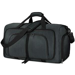 NEWHEY Borsone da Viaggio Pieghevole 40L 65L 80L Impermeabile Borsone Palestra Grande Borsa Sportiva Uomo Donna per Campeggio Viaggio Vacanza (80L, Grigio Scuro)
