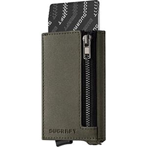 DUGRAFT Portafoglio Portacarte con Tasca Portasoldi con Cerniera, Portafoglio Minimalista in Alluminio Sottile Pop-Up RFID che Blocca le Carte di Credito con Confezione Regalo(Verde)