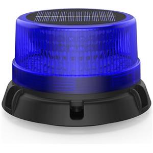 Fxlpower Energia Solare Lampeggiante LED Blu Batteria con Cavo USB 1,4 m, Ricaricabile LED Avvertimento Luci Lampeggianti per Trattore con Carrello Elevatore Veicoli da Costruzione