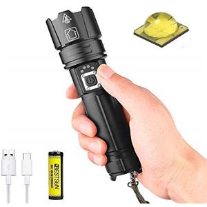 BESTSUN Torcia led ricaricabili, xhp70.0 torcia led potente 8000 lumen torcia tattica zoomabile torcia militare con display di potenza per la pesca in campeggio a casa£¨batteria ricaricabile inclusa£©