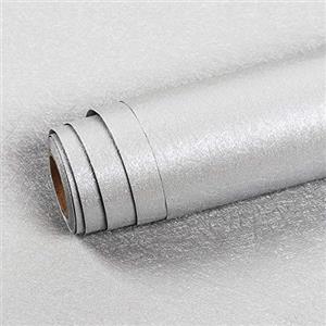Livelynine Carta da Parati Moderna Muro Adesivo Rotolo Carta Parati Adesiva Muro Camera Letto Carta Adesiva per Pareti Soggiorno Salotto Bambini Cucina Carta da Parati Grigia Argento Lavabile 40CMX2M