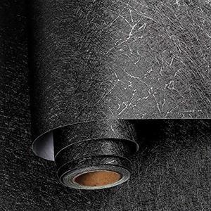 Livelynine Carta da Parati Nera Vinile Adesivo Nero Carta da Parati Adesiva Muro Camera da Letto Carta Adesiva per Pareti Moderne Soggiorno Cameretta Salotto Cucina Rivestimento Parete PVC 40CMX2M