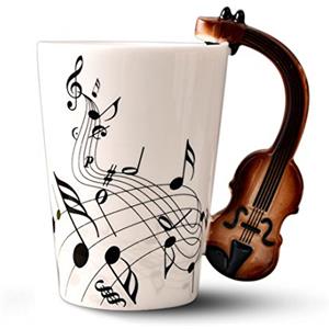 Tagtight Novità Violino Ceramica Tazza di Caffè Latte Tè Tazza di Persoenalità Tazza di Regalo Strumento Musicale Unico Tazza