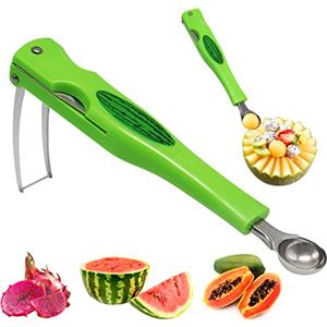 RosyFate Affettatrice Anguria 3 in 1, Taglia a Palline, Coltello Taglia Melone a Fette, Forchetta Melon Baller Scoop Set