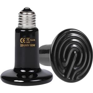 Getyjoe 2 Pezzi Lampadina di Calore per Rettili da Terrario 100 W Lampada Termica in Ceramica E27 Lampadina Riscaldante in Ceramica 220-240V Rettili lampada a Infrarossi Riscaldante