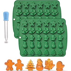 ysister Stampi di cioccolato di Natale,2pezzi Stampo natalizio per cioccolatini,Stampo Silicone Cioccolato Caramelle,Stampi per caramelle al cioccolato,per torte,decorazioni natalizie (Verde)