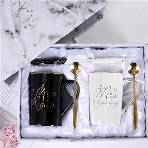 Disoza Mr e Mrs Mugs Regalo 2pcs San Valentino Mugs Matrimonio Per La Sposa e Lo Sposo Tazze Di Caffè Come Regalo Di Nozze Regalo Di Fidanzamento Regalo In Bianco e Nero Mugs Regali Di Natale