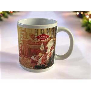 GMM Tazza Natalizia Mug, Tazze a Tema Natale, Tazzone Decorativo (Bianco Babbopoltrona)