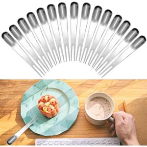HEKOBAG 15 Pezzi Cucchiaini da Dolce in Acciaio Inox Cucchiaini Piatti da Caffè Cucchiaio e Forchetta da Dolce 2 in 1 Cucchiaini da Gelato Acciaio Inox per Torte Marmellate Zucchero, 12.2 * 1.5cm