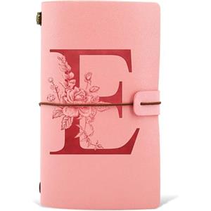 HSDSH Diario in Pelle PU iniziale, Taccuino Diario di Viaggio, Rosa Quaderno Scrittura Appunti Agenda, Compleanno Natale Regalo per Donna Ragazze Amica Studenti Sorella Collega Maestre Rosa(E)