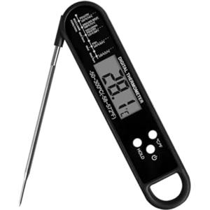 NXPUXP Termometro Cucina,Termometro da Cucina Digitale,Termometro istantaneo da 3 secondi,Termometro per Carne con Sonda Lunga Pieghevole,Adatto per Carne,Grigliata,Olio,Latte,Dolci(Nero)