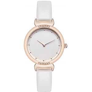 NUOVO Orologi da donna Orologi da donna in pelle bianca Cassa in oro rosa Elegante orologio semplice Orologio con diamanti in cristallo Orologi analogici al quarzo per donna