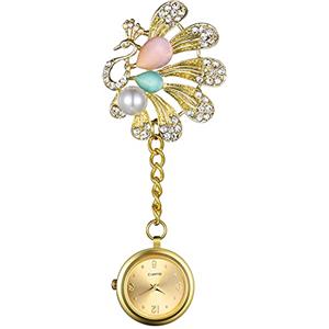 Avaner Orologio da Taschino da Infermiera Orologio con Spilla con Spilla in Oro con Strass Orologio da Bavero in Acciaio Inossidabile da Appendere per Donna