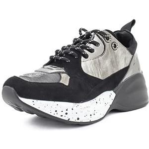 QUEEN HELENA Scarpe da Ginnastica Platform Sneakers Stringate Casual Alte Comode Donna X21-60 (Nero, Numeric_38)