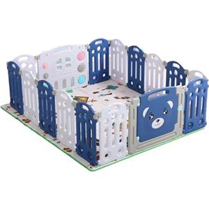 Magic ZC Box Bambini, Recinto per Bambini, Box Neonato con Materassino Grande Pieghevole Interni ed Esterni, Centro Attività Infantile Parco Giochi per Bambini con Schiuma Anticollisione (14+2)