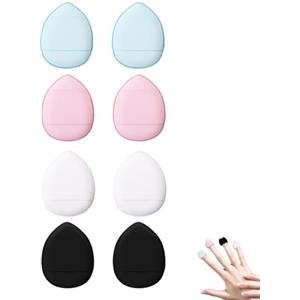 LLGSDLL Confezione da 8 spugne piumino da cipria, mini frullatore di bellezza dischetti per trucco viso occhi con cinturino porta dito per fondotinta liquido Costume di Halloween festival trucco cosmetici