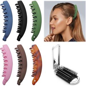 Bateya 6 Banana Grande Clip e Un Pettine Ad Aria Antiscivolo Banana Capelli Pettinato Accessorio, Clip Della Banana Signore per Donne e Ragazze