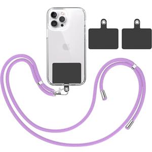 TBOC Cordino Catenella Laccio Strap Porta Cover [Malva] + 2 Toppe di Fissaggio Aggiuntive [Nero] Telefono Cellulare Collo - Tracolla Catenina Cordini Cellulari Telefoni Universale Laccetti