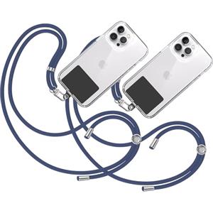 TBOC 2X Cordino Catenella Laccio Strap Porta Cover [Blu Scuro] con Toppa di Plastica [Nero] Telefono Cellulare da Collo - Tracolla Catenina Cordini da Cellulari Accessori Universale Laccetti
