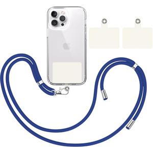 TBOC Cordino Catenella Laccio Strap Porta Cover [Blu Elettrico] + 2 Toppe Fissaggio aggiuntive [Bianco Ice] Telefono Cellulare Collo - Tracolla Catenina cordini Cellulari Telefoni Universale Laccetti