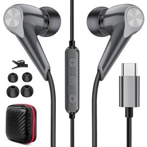 ACANDYA Cuffie USB C Con Microfono HiFi Stereo per iPhone 16 Pro Max 15, Galaxy S25 A16, Pixel 9Pro Fold, OnePlus Pad Open Nord3 - Type C Auricolari Con Filo
