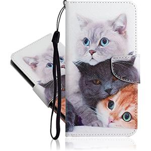 IMEIKONST Custodia per Samsung Galaxy A55 5G, Cover Libro Magnetica Portafoglio Supporto Cellulare Slot Porta Carte Pelle con TPU Protezione Completa Cover per Samsung A55 5G. Three Cats XC1