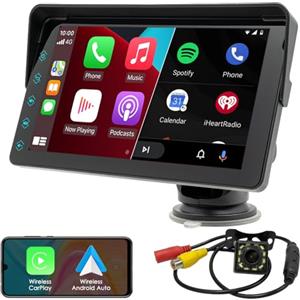 iFreGo Autoradio con Apple CarPlay/Android Auto senza fili e con fili, Radio Bluetooth da 7 pollici, USB,AUX, Radio FM, Mirror Link, a 7 Colori, per La Maggior Parte dei Veicoli