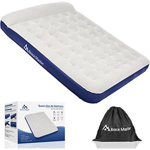 Brace Master Materasso Gonfiabile, 203 x 152 x 28 cm Letto Gonfiabile Matrimoniale, Campeggio Gonfiabile, materasso ad aria per campeggio o uso domestico, Blu
