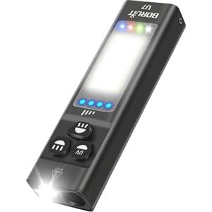 Boruit U7 Torcia LED Potente Professionale, 1100 Lumen Ricaricabile 365nm UV Torce, Mini RGB Flashlight (con Clip, Calamita) - COB IP65 Impermeabile per Campeggio Emergenza