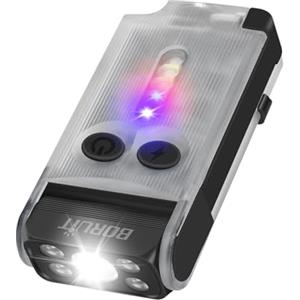 Boruit V30 Torcia LED Potente Professionale Ricaricabile con luce UV e Rossa, Mini Torce Rotanti a 180°, Piccola Flashlight 120 dB-Buzzer 12 Modalità, 900 Lumen IP65 Impermeabile A/C-C Torcie (Bianco)
