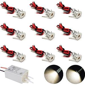 Haixin Faretto LED piccolo 9PCS 12V 1W da incasso luce cella per cucina, scale, armadio, corridoio, illuminazione fai da te Vetrina luce da incasso da incasso IP65 CE ROHS (30°, Bianco)