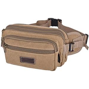 SUNSEATON Marsupio Uomo, Grande Marsupio con 7 Tasche Bum Bag Cintura Regolabile Singola Spalla per Escursionismo Casuale Bicicletta (Cachi)