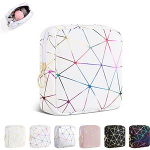 Playexen Pochette Donna Trucchi Piccola Trousse Ragazza Beauty Case Piccolo da Viaggio in Pelle PU Borsa da Toilette per Organizer Cosmetici Makeup Regalo Compleanno Natale Ideale per Donna Ragazza(Bianco-A)