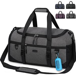 Lubardy Borsone Palestra Uomo Donna 55L Impermeabile Borsone da Viaggio Grande con Asciugamano Palestra e Scomparto Scarpe Duffel Bag Borsa Sportiva Nuoto Grigio