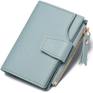 FALAN MULE Portafoglio da Donna in Pelle PU con Protezione RFID, Portamonete Donna Piccolo e Corto con 13 Scomparti per Carte con 2 Finestra di Identificazione e 1 Tasca con Cerniera