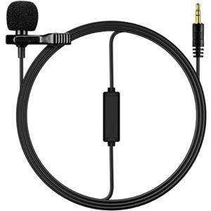 Moman Lavalier Microfono, V01CP Microfono Clip-on Omnidirezionale 3,5 mm TRS 2,5 m per Fotocamera DSLR Videocamera PC Laptop