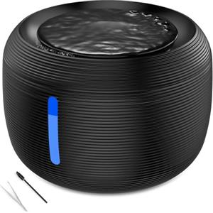 Pawaboo Fontanella per Gatti, 2,5L Fontana per Gatti con Finestra Trasparente a LED e Pompa Regolabile, Fontanella Gatti Automatica con 3 Filtri a Carboni Attivi, Ultra Silenzioso - Nero