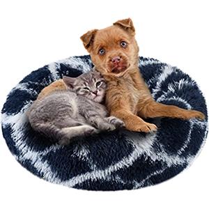 jiuzcare Peluche Ciambella Per Animali Domestici 50cm Cuccia Per Gatti Letto Per Cani Rotondo Donut Marshmallow Pet Bed Cuccia Antistress Cane Calming Bed Dog Cuccia Cane Morbida Cuccia Gatto, Strisce Tibetane