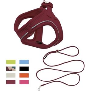 Qianruida Gatto Imbracatura E Guinzaglio, Cucciolo Anti Fuga Regolabile Riflettente Morbida Maglia Traspirante Gilet per Piccoli Cani E Gatti per Camminare Corsa Allenamento (Rosso vino Xxxs)