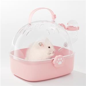BUCATSTATE Gabbia per piccoli animali con bottiglia d'acqua, portatile per criceti, 18,4 x 17 x 16,3 cm, per piccoli animali domestici, gerbilli, topi, criceti nani (rosa)