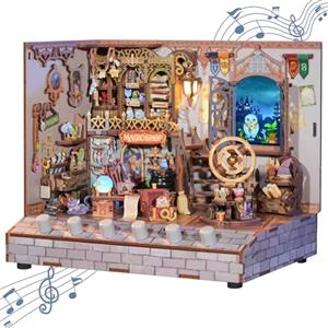 Tonecheer DIY Miniatura Negozio di Magia Kit Mini Casa per Adulti da Costruire, Puzzle 3D in Legno con Effetti Sonori, Decorazione per Libreria, Regalo di Compleanno Natale per Donne e Uomini