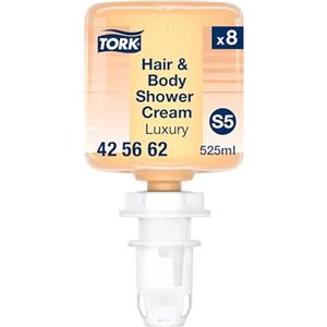 Tork Crema doccia shampoo per corpo e capelli Luxury Mini, S5, compatibile con dispenser per sapone Tork, 3 prodotti in 1, 8 flaconi da 525 ml, 425662