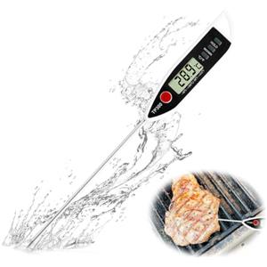 BakeWhiz Termometro per carne, termometro da cucina, termometro digitale per acqua, zucchero, candele istantaneamente leggibile con sonda lunga per Natale, cucina, carne e barbecue